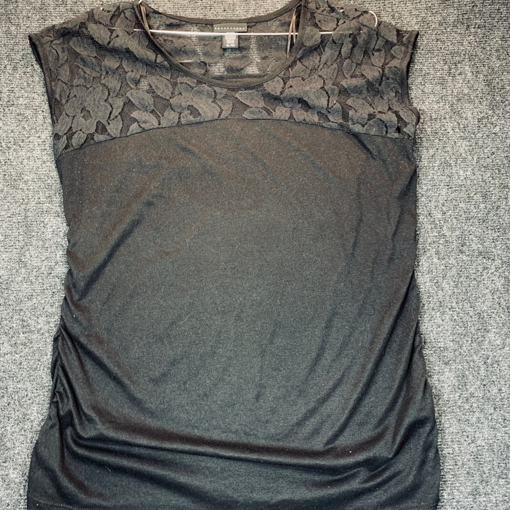 Apostrophe Lace Yoke Top XL Black Ruched Whimsigoth Goth Dark Fairy Grunge Y2K